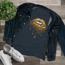 Load image into Gallery viewer, Gold Luscious Lips Triblend Tee
