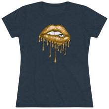 Load image into Gallery viewer, Gold Luscious Lips Triblend Tee
